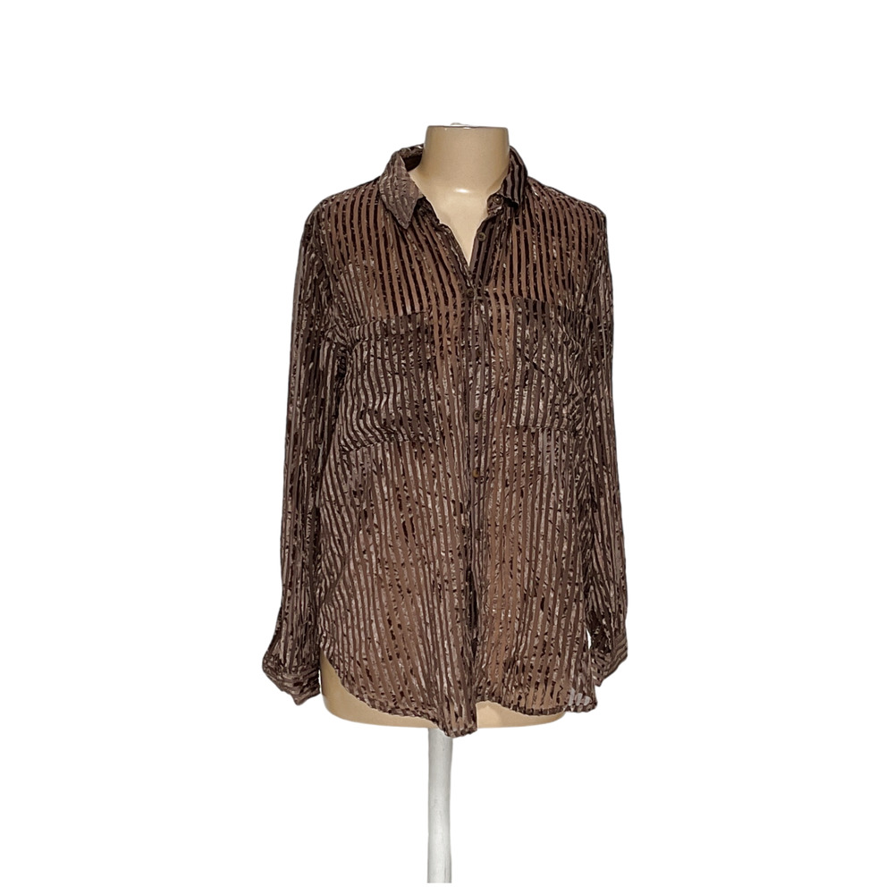 Pilcro Brown Striped Women's Top